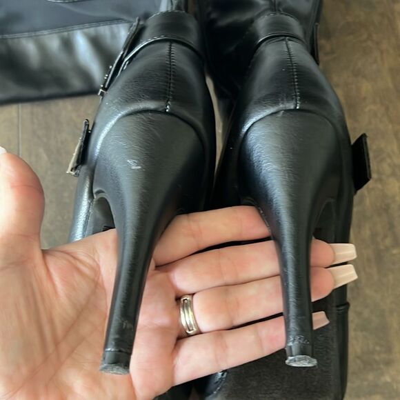 Db Dk fashion black knee faux leather boots Sz- 7.5 - Picture 10 of 15